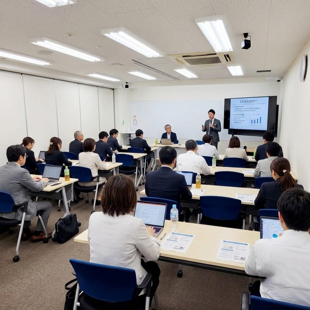 新橋の貸会議室で開催されるセミナーの様子